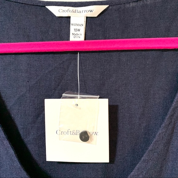 Croft & Barrow Button Front Sleeveless Dress Crochet Lace Hem MISSING BELT - Picture 2 of 9